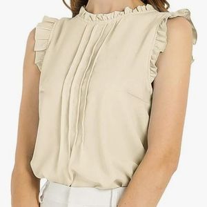 Nwot Allegra K Women's Ruffled Business Office 1950s Vintage Sleeveless Work Blo